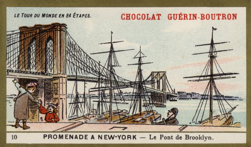 A walk in New York - the Brooklyn Bridge (chromolitho) 作者 法语学校