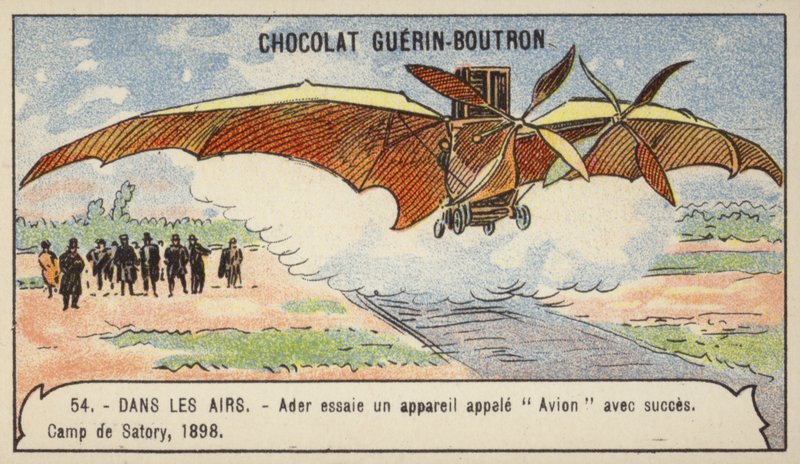 Ader making a successful flight in his flying machine Avion, Camp de Satory, France 作者 法语学校