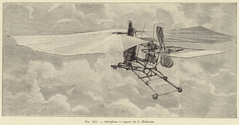 Aeroplane a vapeur de J Hofmann (engraving) 作者 法语学校