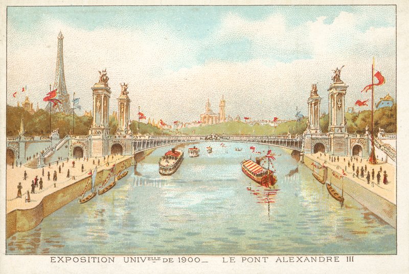 Alexander III Bridge, Exposition Universelle 1900, Paris (chromolitho) 作者 法语学校