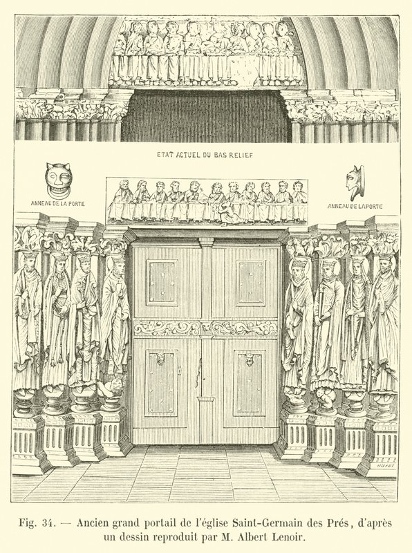 圣艾曼德斯普雷斯教堂的前门户，由Albert Lenoir复制的画作 作者 法语学校