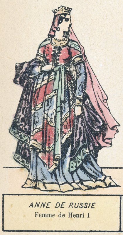 俄罗斯的安妮，亨利一世的妻子（彩色版画） 作者 法语学校