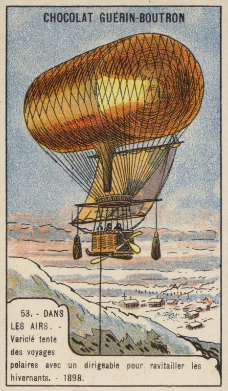 Anthony Varicle flying his dirigible airship to Alaska to resupply overwintering gold prospectors 作者 法语学校