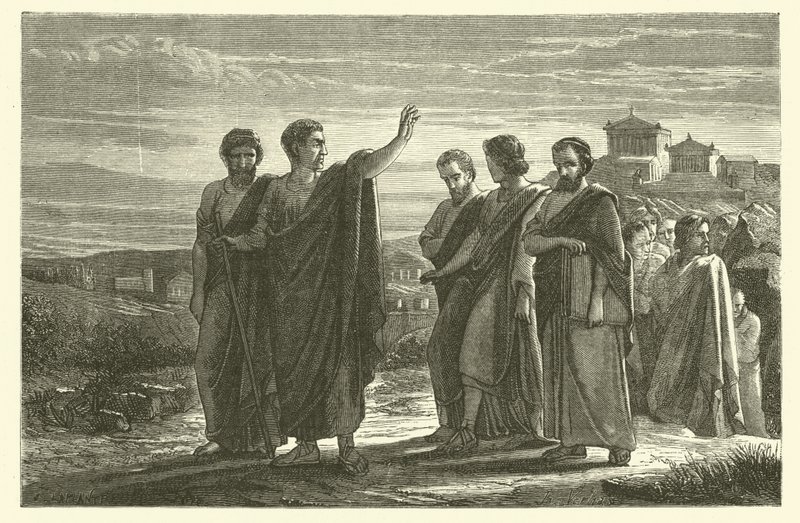Aristotle exiled from Athens with his disciples (engraving) 作者 法语学校
