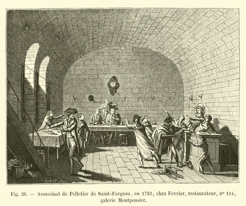 1793年暗杀了Pelletier de Saint-Fargeau，Fevrier，恢复者，第114号，Montpensier画廊 作者 法语学校