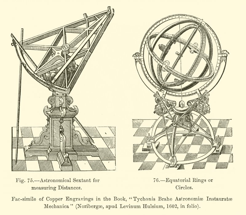 Astronomical Sextant for measuring Distances, Equatorial Rings or Circles (engraving) 作者 法语学校