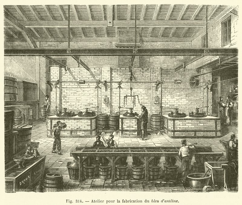 Atelier pour la fabrication du bleu d