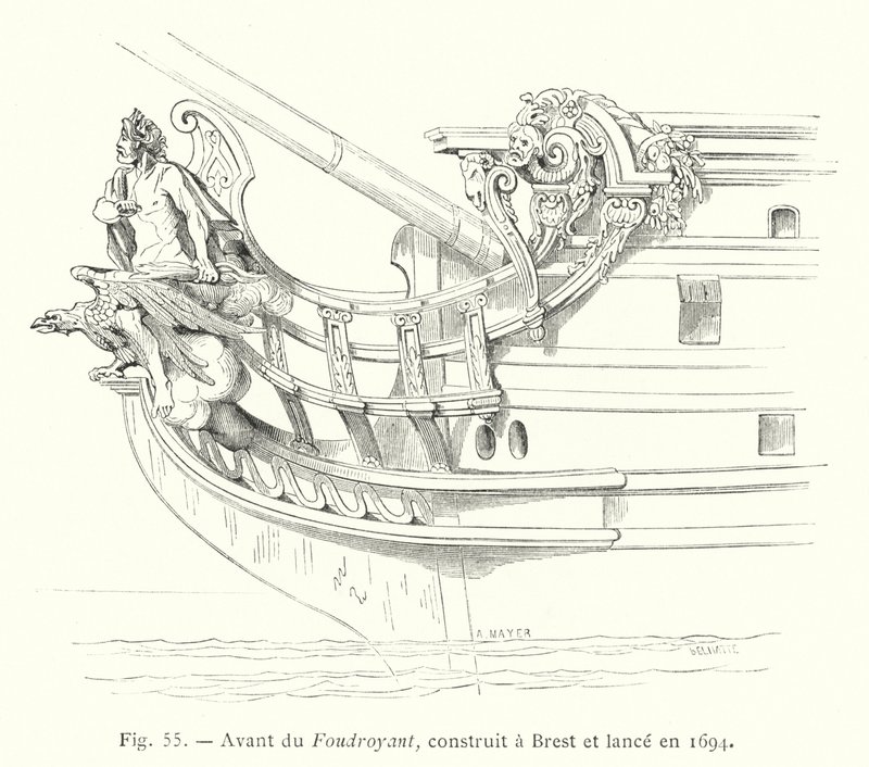 Avant du Foudroyant，建于布雷斯特并于 1694 年推出（雕刻） 作者 法语学校
