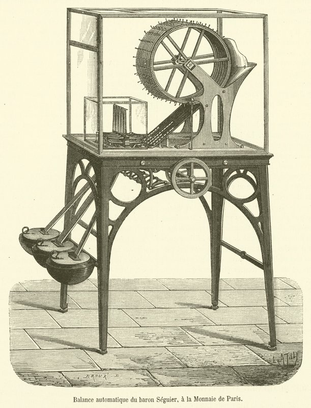 Baron Seguier 的自动摆轮，在 Monnaie de Paris（雕刻） 作者 法语学校