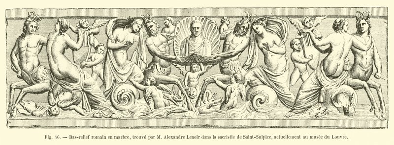 罗马大理石浅浮雕，由M Alexandre Lenoir在Saint-Sulpice的圣器中找到，目前在卢浮宫博物馆 作者 法语学校
