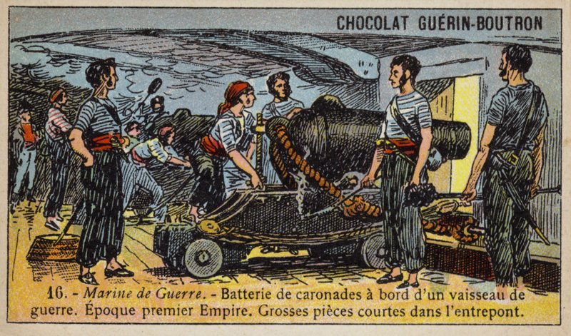 Battery of carronades on board a French warship of the First Empire, early 19th Century (chromolitho) 作者 法语学校