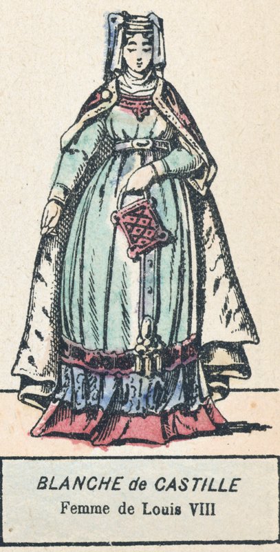 Blanche de Castille, Femme de Louis VIII (coloured engraving) 作者 法语学校