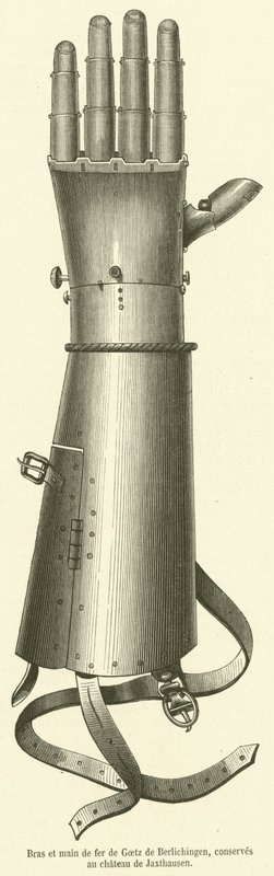 来自 Berlichingen 的 Goetz 的手臂和铁拳，Jaxthausen 城堡的罐头食品（雕刻） 作者 法语学校