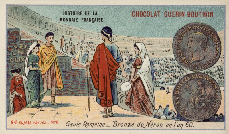Bronze coin of Nero, Roman Gaul, 60 (chromolitho) 作者 法语学校