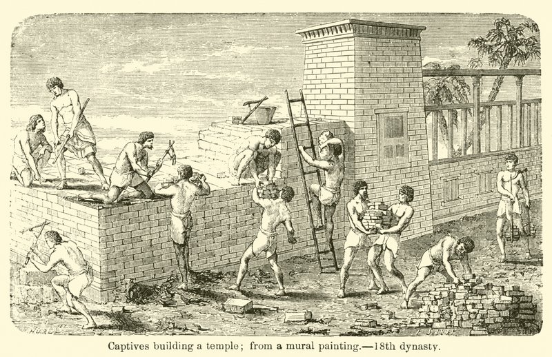 Captives building a temple; from a mural painting 作者 法语学校