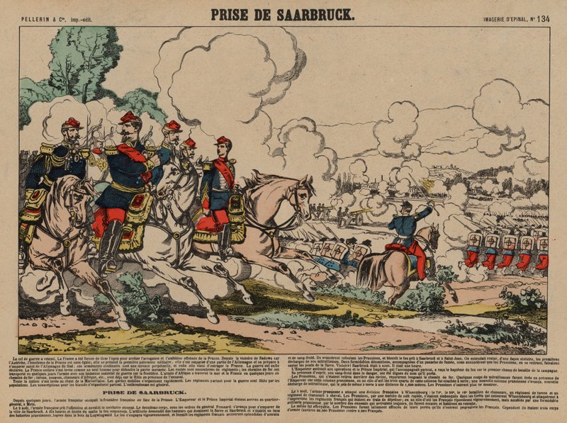 Capture of Saarbrucken by the French, Franco-prussian War, 2 August 1870 (coloured engraving) 作者 法语学校