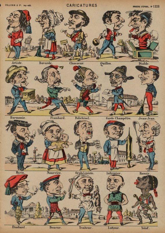 Caricatures (coloured engraving) 作者 法语学校