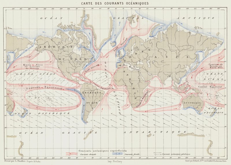 Carte des Courants Oceaniques (colour litho) 作者 法语学校