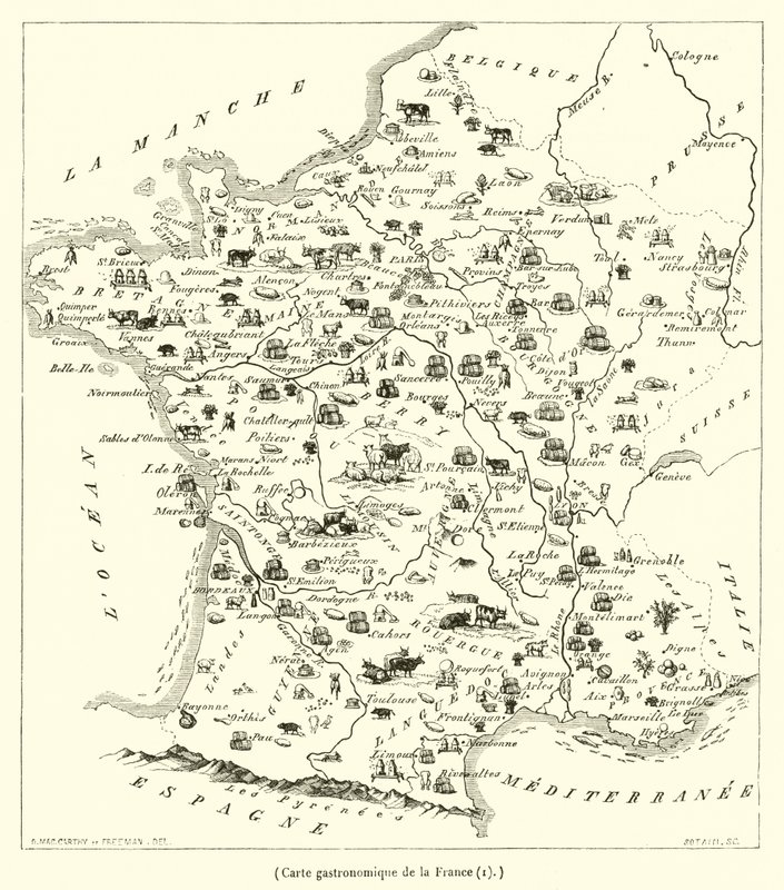 法国美食地图（雕版画 作者 法语学校