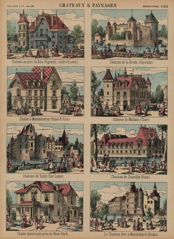 Castles and landscapes (coloured engraving) 作者 法语学校