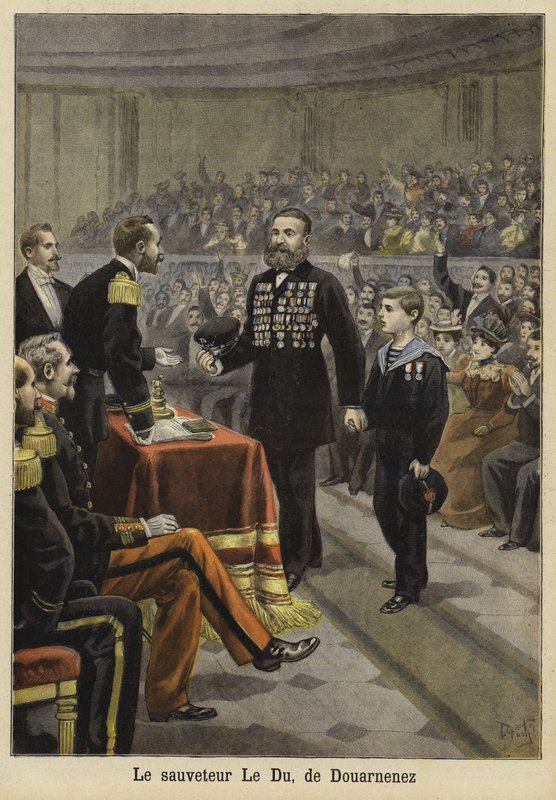 仪式纪念1897年布列塔尼Douarnenez的救援人员Le Du先生 作者 法语学校