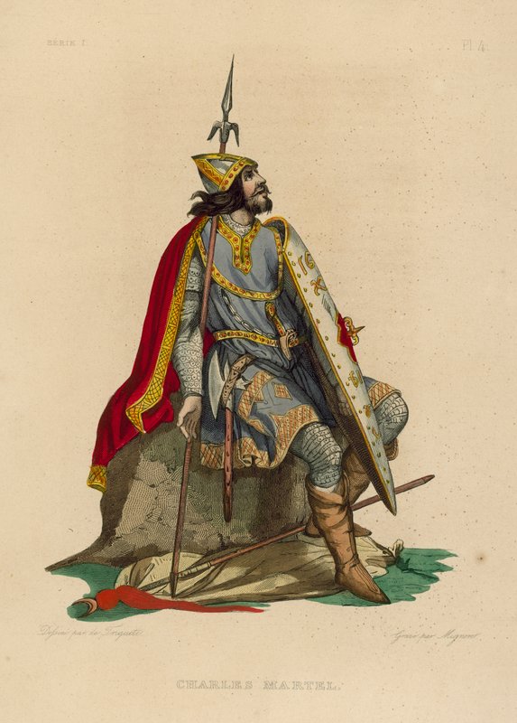 查尔斯·马特 (Charles Martel)（彩色雕刻） 作者 法语学校