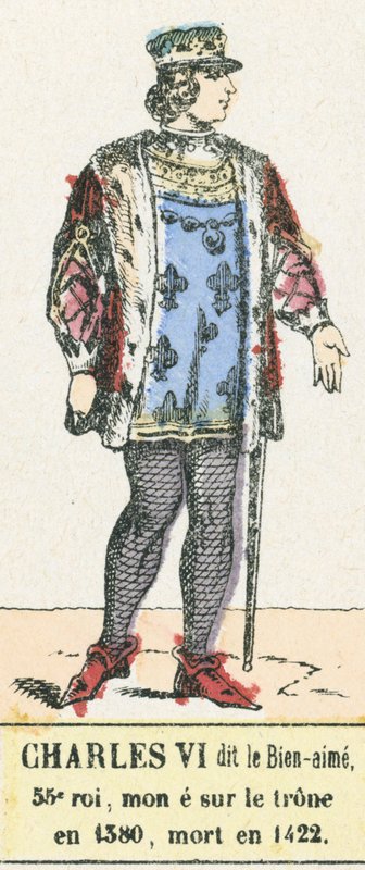 Charles VI dit le Bien-aime, 53e roi, monte sur le trone en 1380, mort en 1422 (coloured engraving) 作者 法语学校