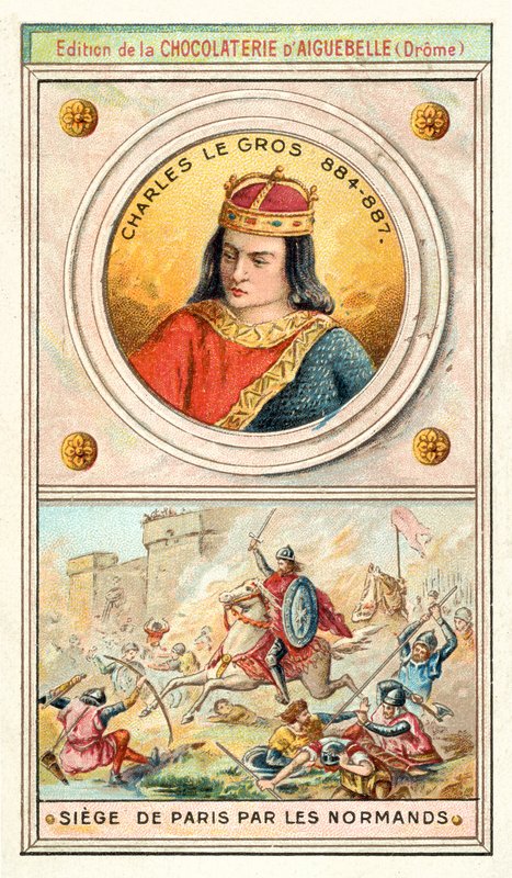 Charles the Fat and the siege of Paris by the Vikings, 885-886 (chromolitho) 作者 法语学校