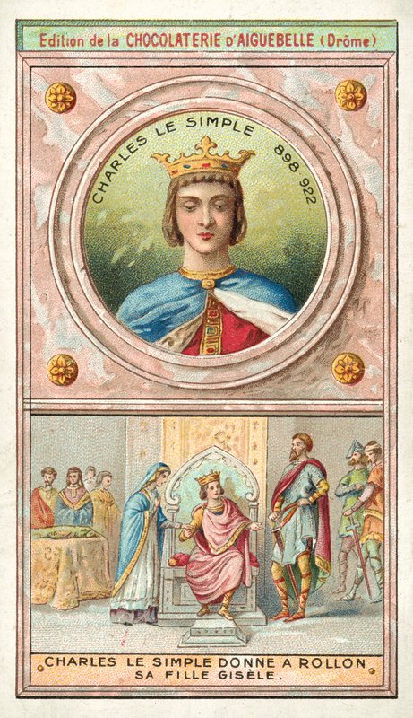 Charles the Simple giving his daughter Gisele to Rollo of Normandy in marriage, 911 (chromolitho) 作者 法语学校