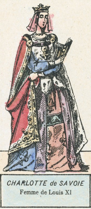 Charlotte de Savoie，路易十一的妻子（彩色雕刻） 作者 法语学校