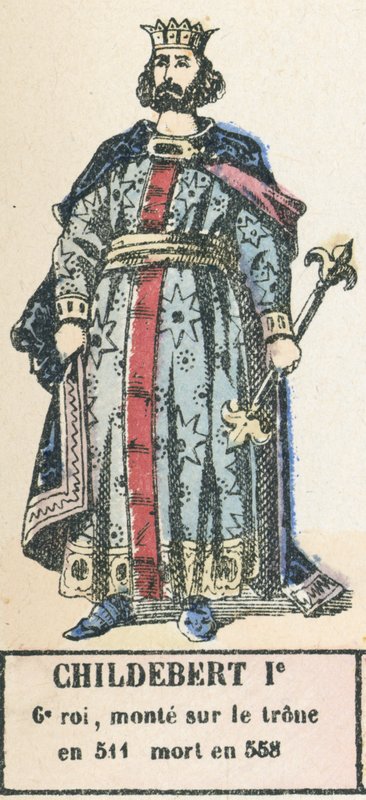 Childebert Ie，第 6 代国王，511 年即位，卒于 558 年（彩刻） 作者 法语学校