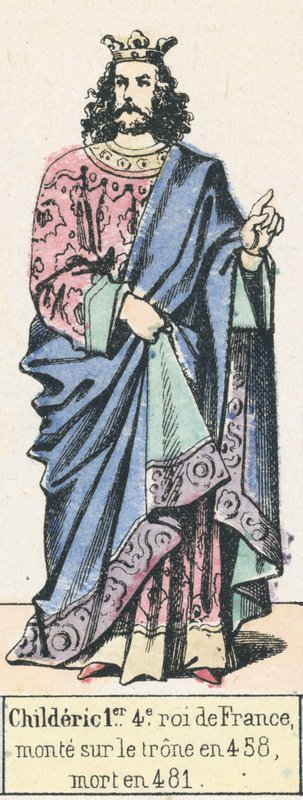 Childeric 1er，法国第四任国王，458年即位，卒于481年（彩刻） 作者 法语学校
