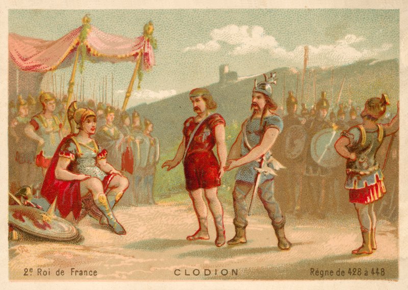 Chlodio, King of the Salian Franks (chromolitho) 作者 法语学校