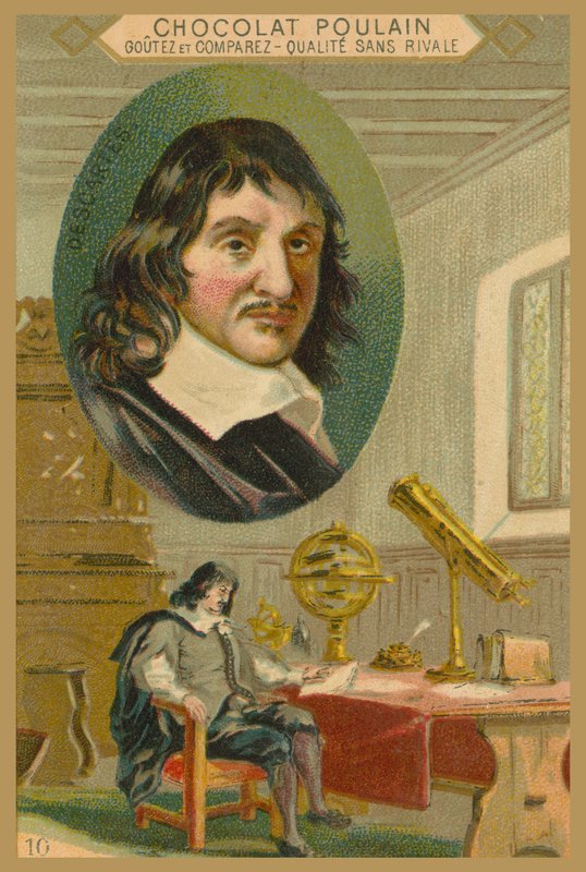 巧克力小马驹贸易卡，Rene Descartes 作者 法语学校