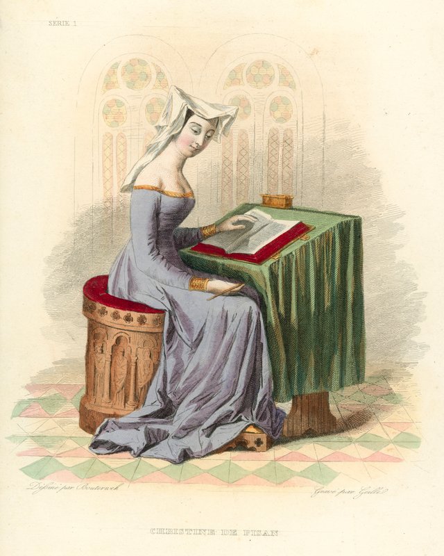 Christine de Pisan (coloured engraving) 作者 法语学校