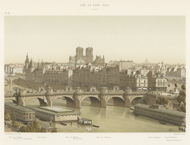 Cite和Pont Neuf，1840年 作者 法语学校