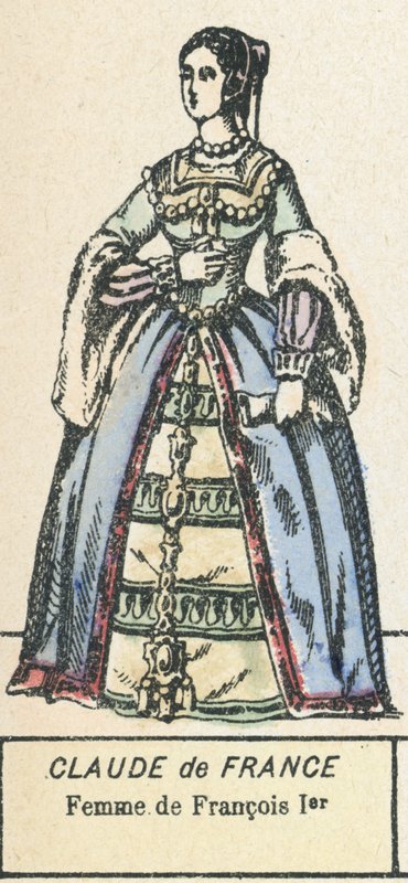 Claude de France, Femme de Francois Ier (coloured engraving) 作者 法语学校