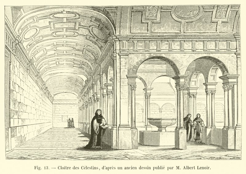在Albert Lenoir出版的旧画之后，Celestines的回廊 作者 法语学校