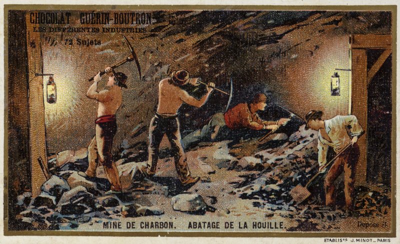 Coal mine. Hewing coal at the coal face (chromolitho) 作者 法语学校