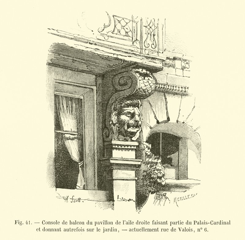 红衣主教宫右翼部分亭子的阳台控制台，俯瞰花园，现在是rois de Valois，没有6号 作者 法语学校