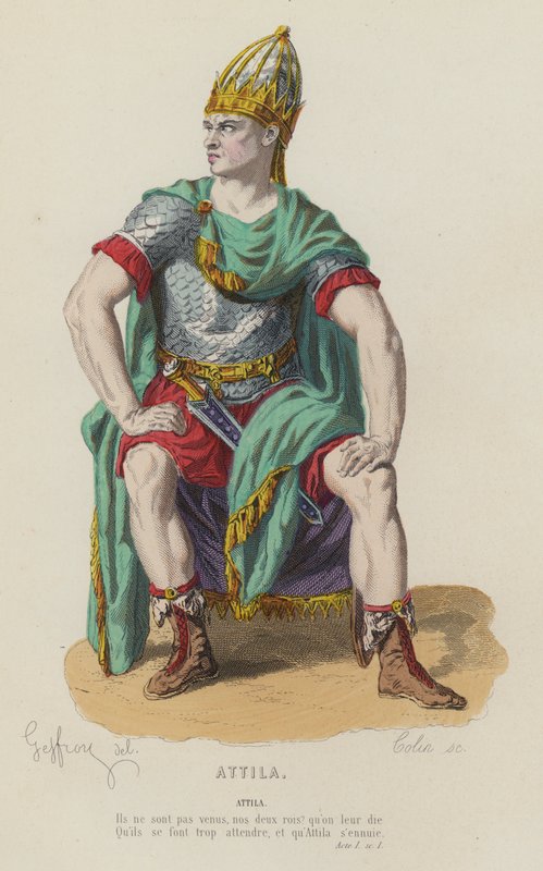 Corneille, Attila, Act I, Sc I（彩色雕刻） 作者 法语学校