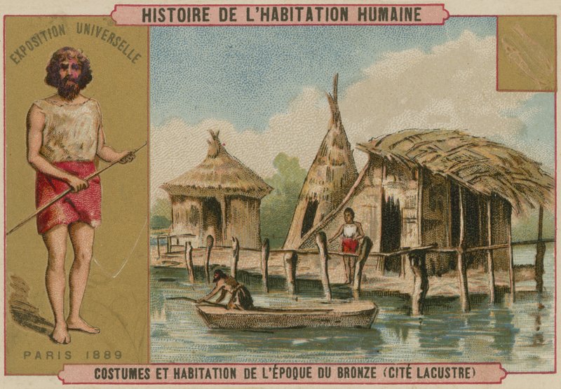 青铜时代的服装和湖边住宅（chromolitho） 作者 法语学校