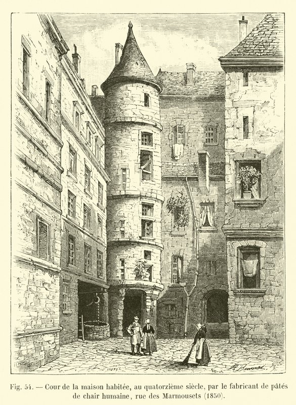 在十四世纪，由人类面食制造商rue des Marmousets，1850年居住的法院 作者 法语学校