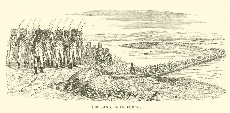 从 Lobau 穿越（雕刻） 作者 法语学校