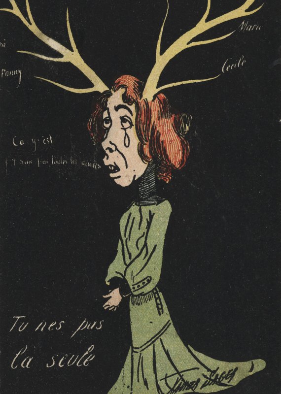 哭泣的鹿角女人（彩色石版画） 作者 法语学校