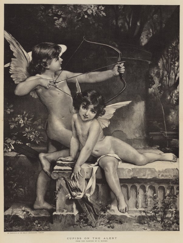 Cupids on the alert (engraving) 作者 法语学校
