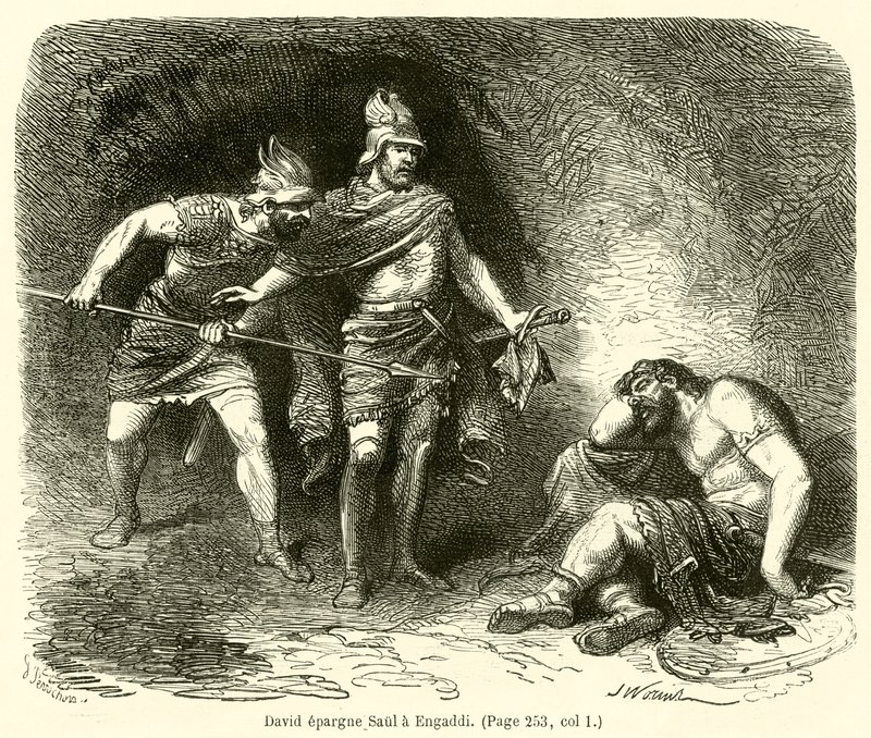 David epargne Saul a Engaddi (雕刻) 作者 法语学校