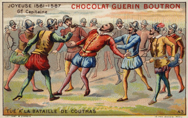 Death of Anne, Duke of Joyeuse, at the Battle of Coutras (chromolitho) 作者 法语学校
