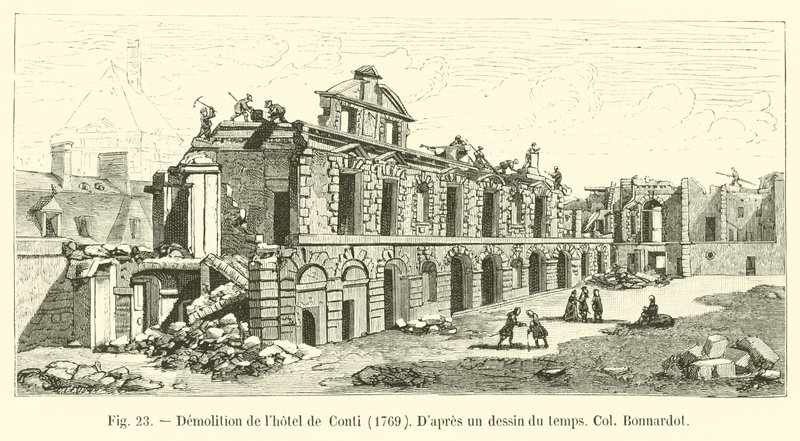 拆除Conti酒店，1769年，Dapres当时的抽奖，Col Bonnardot 作者 法语学校