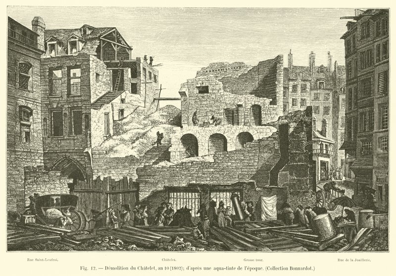 拆除Chatelet，1802年，10年; Dapres当时的Aqua-tint，Collection Bonnardot 作者 法语学校